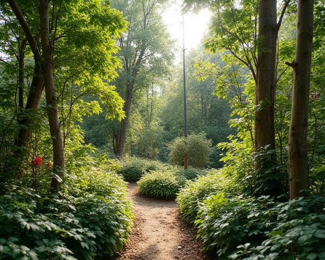 Las ogrodowy permakultury zaprojektowany przez Puszcza Verde w okolicach Warszawy